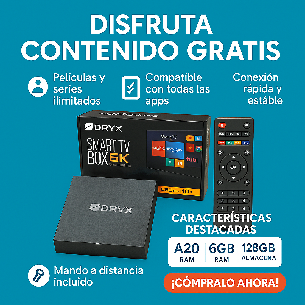 TV Box Oryx 4K Ultra HD (FUTBOL,SERIES,PELICULAS Y CANALES)
